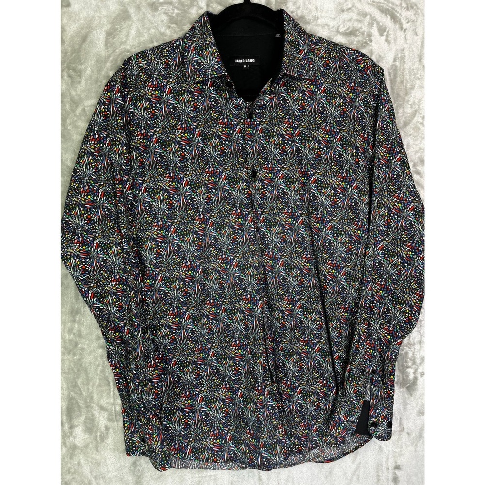 Jared Lang Button Down Shirt Mens M Multicolor Excellent Geometric‎ Mosaic Print